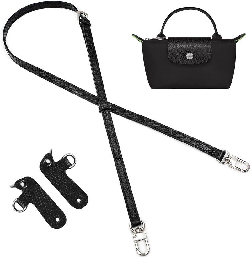 KOMHPS Purse Straps Replacement, Leather Handbag Crossbody Shoulder Strap Kit Adjustable for Mini Longcamp Tote Bag Women - Image 1